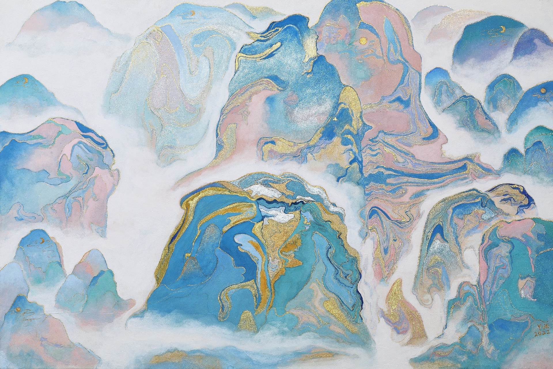 冬·小雪 20, 40x60cm, 韩纸 marbling 设色, 2022.jpg