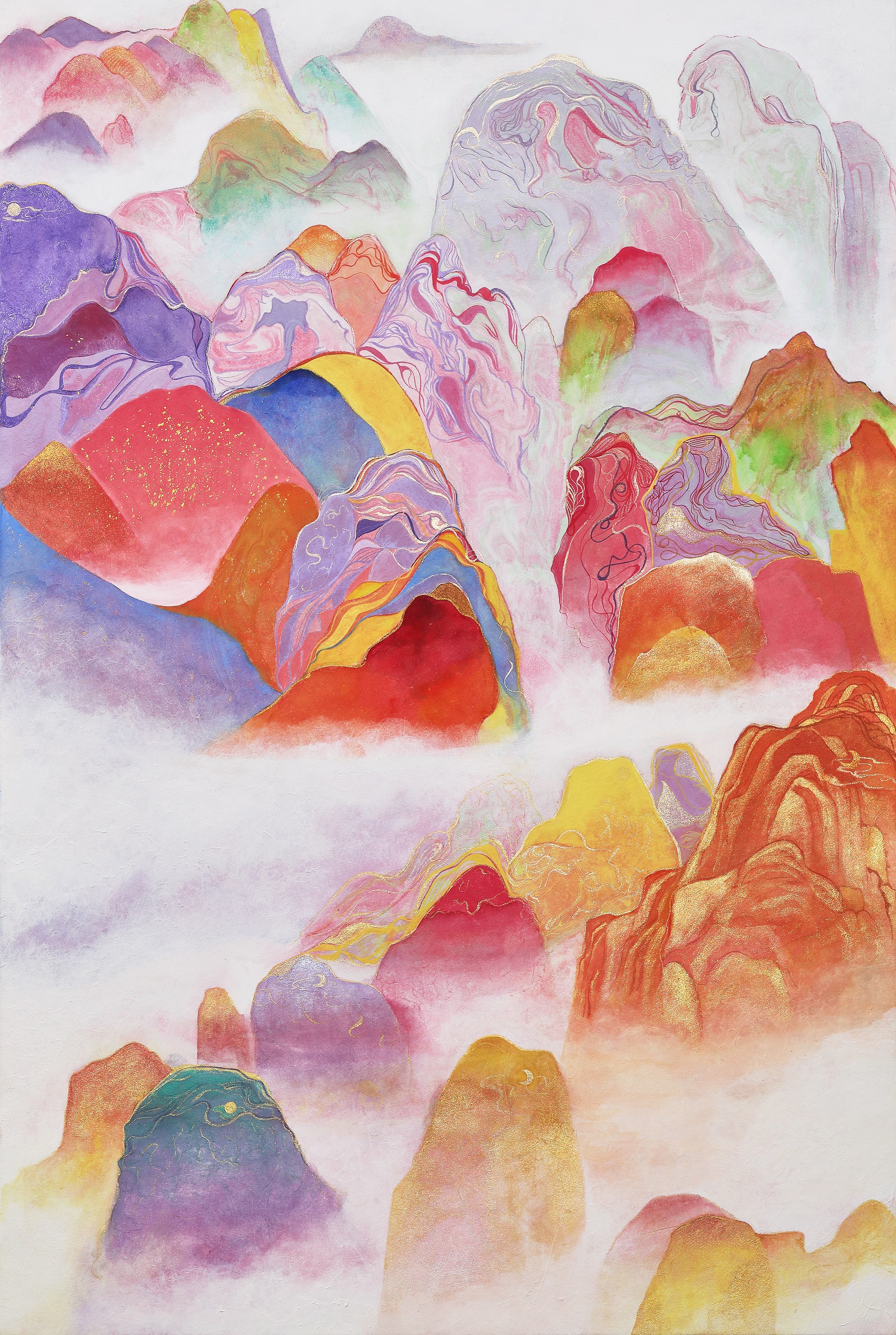 春·春分 04, 60x40cm, 韩纸 marbling 设色, 2022.jpg