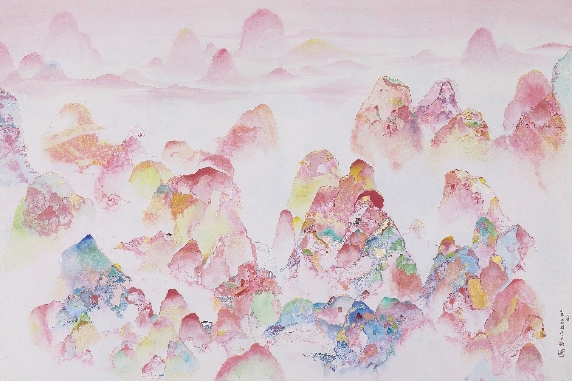 某一天的梦里, 130x194cm, 韩纸 marbling 设色, 2019.jpg