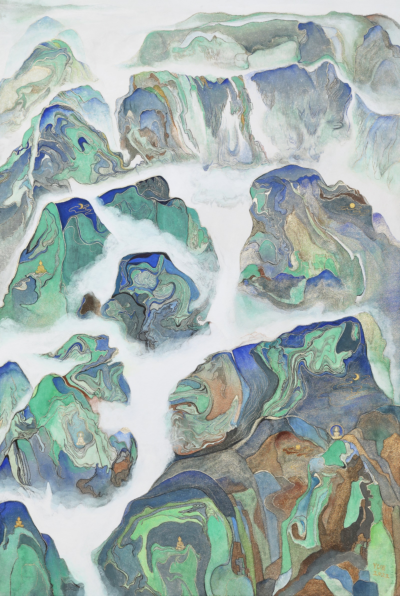夏·夏至 10, 60x40cm, 韩纸 marbling 设色, 2022.jpg