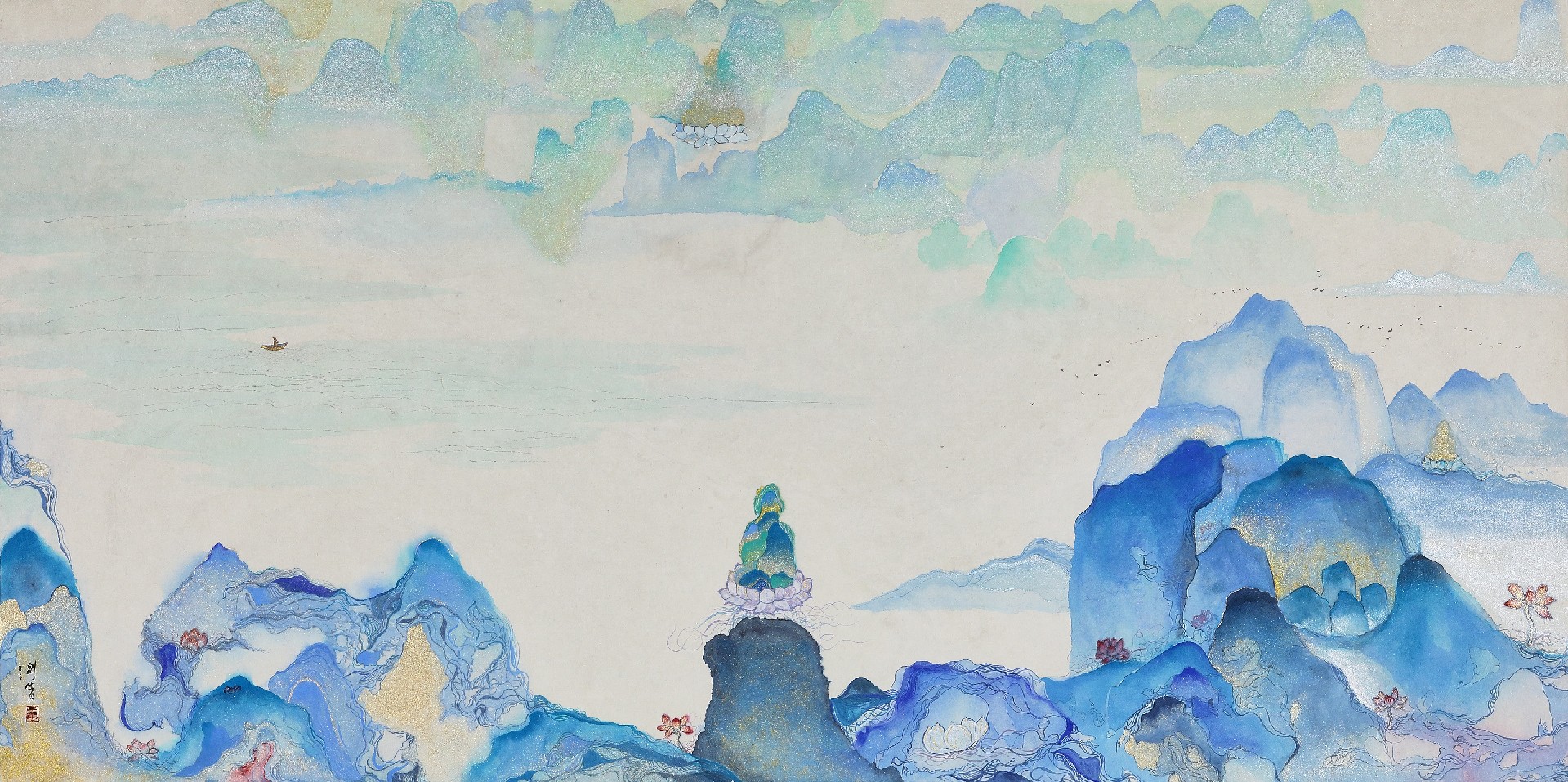 我执, 67x133.5cm, 韩纸 marbling 设色, 2019.jpg