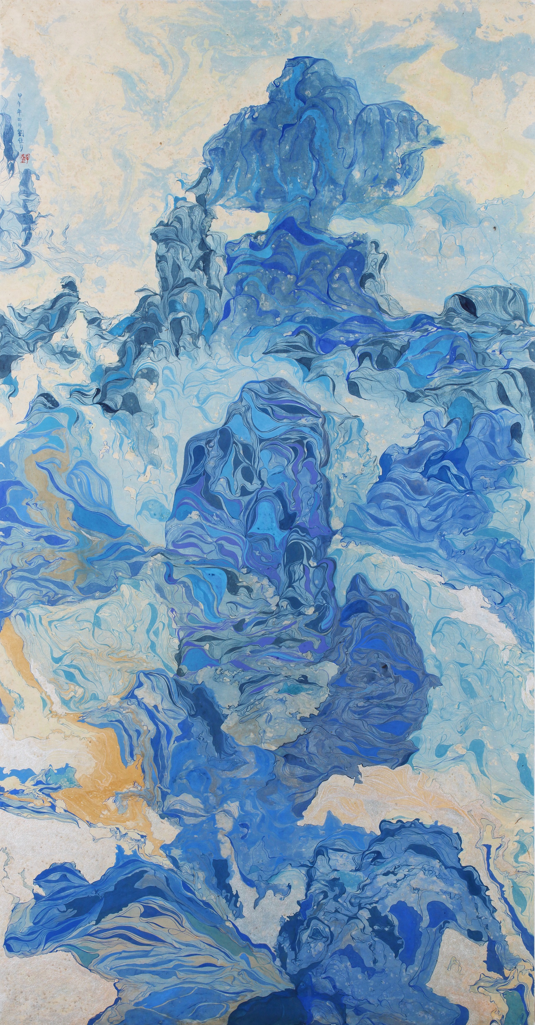 早春图, 175x93cm, 韩纸 marbling 设色, 2014.jpg